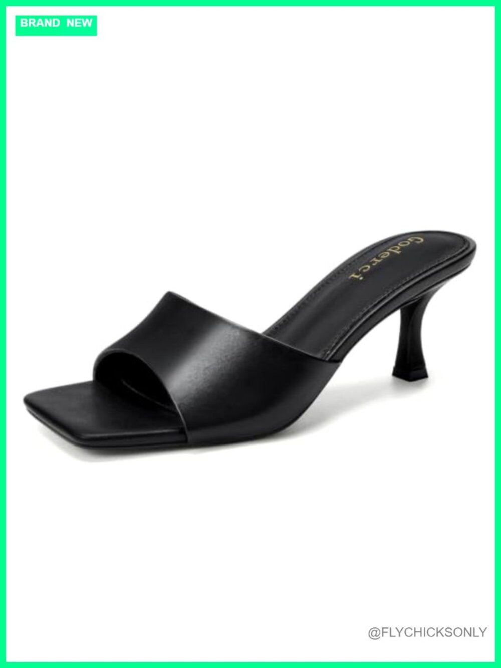 Kitten Heel Square Open Toe Mules Sandals PU Knit Slide